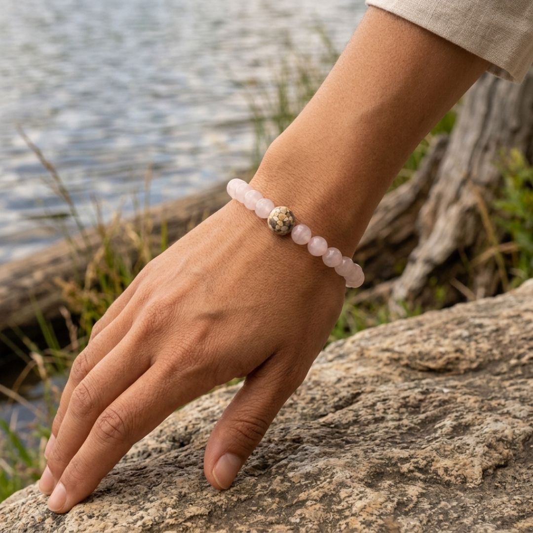 Lake Michigan Stones + Rose Quartz