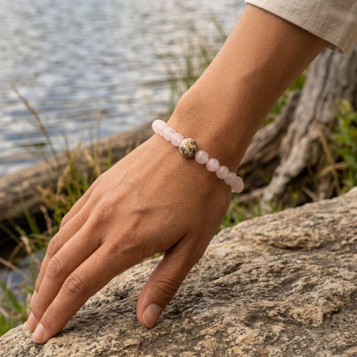 Lake Michigan Stones + Rose Quartz