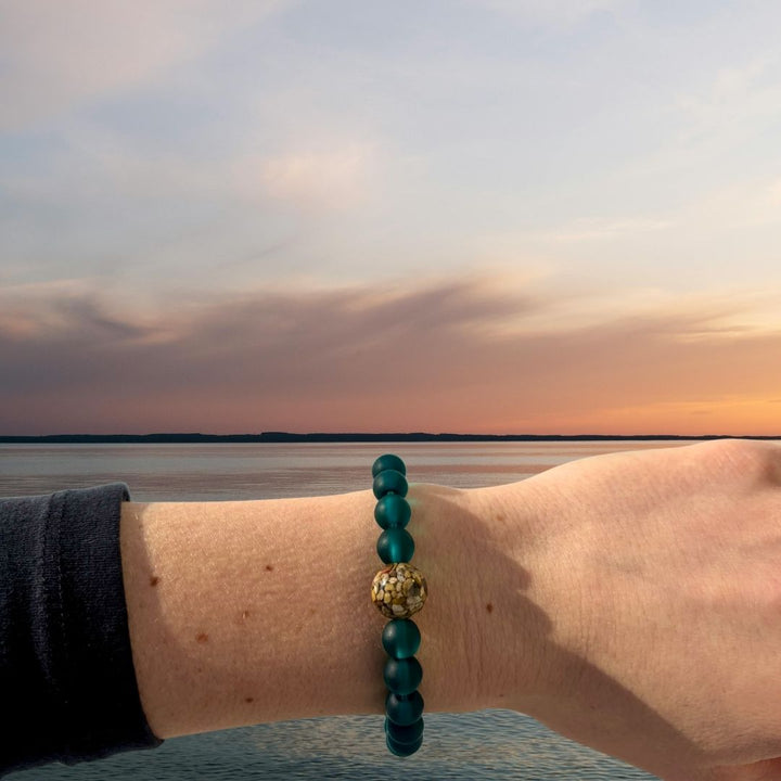 Lake Michigan Stones + Peacock Blue Glass